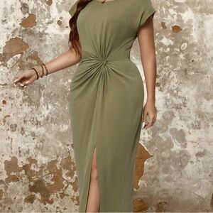 Elegant Olive Green Dress